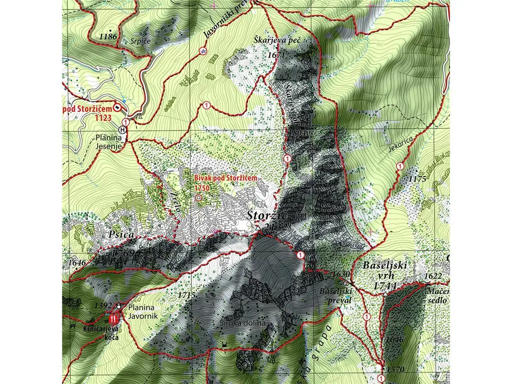 Storžič in Košuta - 1 : 25.000 - slika 2