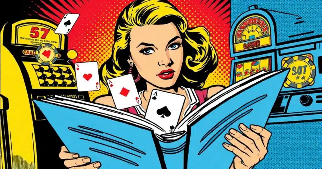 Spletne igralnice in literarne pripovedne tehnike — pop art ilustracija