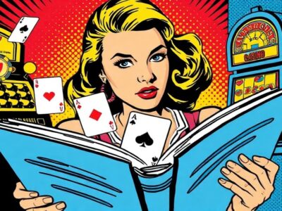 Spletne igralnice in literarne pripovedne tehnike — pop art ilustracija