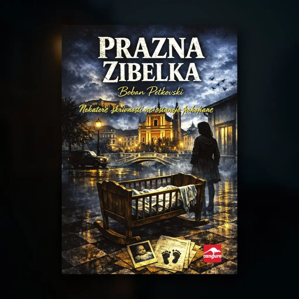 Roman Prazna zibelka Bobana Petkovskega na ozadju nočne Ljubljane