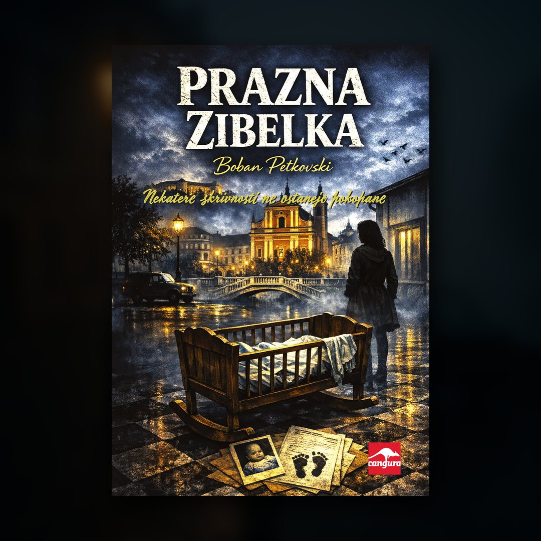 Roman Prazna zibelka Bobana Petkovskega na ozadju nočne Ljubljane